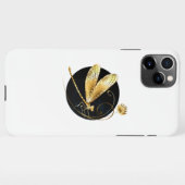 黒い円を描いたゴールデントンボ iPhoneケース (裏面横)