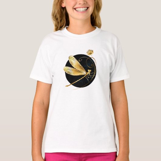 黒い円を描いたゴールデントンボ Tシャツ (正面)