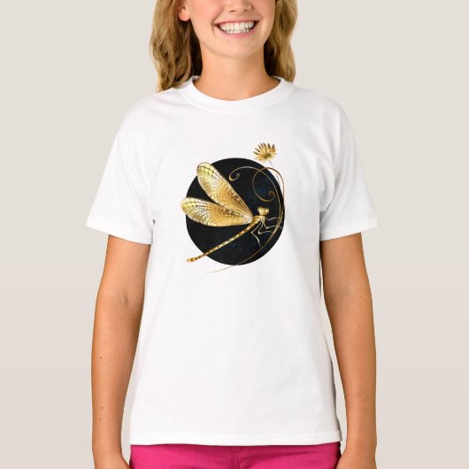 黒い円を描いたゴールデントンボ Tシャツ (正面)