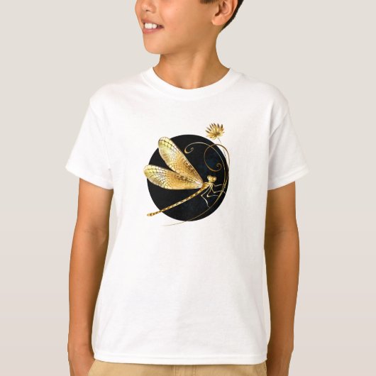 黒い円を描いたゴールデントンボ Tシャツ (正面)