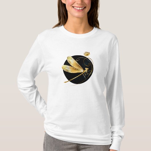 黒い円を描いたゴールデントンボ Tシャツ (正面)