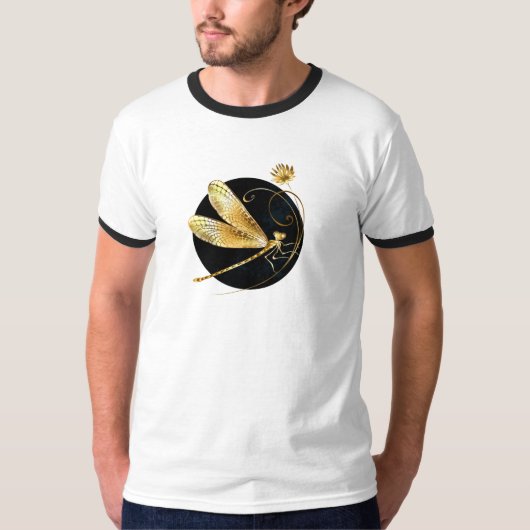 黒い円を描いたゴールデントンボ Tシャツ (正面)