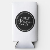 黒い円形にあなたのビジネス ロゴ スリム缶クーラー (正面)