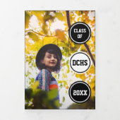 黒い円5 – 写真の卒業 三つ折り招待状 (カバー)