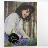 黒い円5 – 写真の卒業 三つ折り招待状 (内部最初)