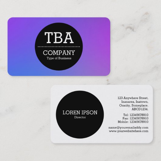 黒い円v2 – ソフトグラデーション 名刺 (正面/裏面)