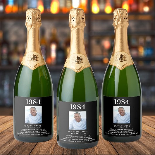 黒い写真おもしろいファクトbio year誕生誕生日 スパークリングワインラベル