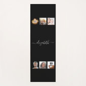 黒い写真のコラージュ名のスクリプト ヨガマット (正面)