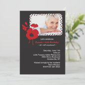 黒い写真の招待状の赤いケシ 招待状 (スタンド正面)