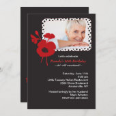 黒い写真の招待状の赤いケシ 招待状 (正面/裏面)