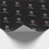 黒い写真エレガントのスクリプト名メリークリスマス ラッピングペーパー (角)