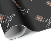 黒い写真エレガントのスクリプト名メリークリスマス ラッピングペーパー (ロールコーナー)