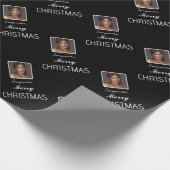 黒い写真エレガントのスクリプト名メリークリスマス ラッピングペーパー (角)