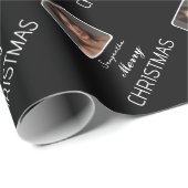 黒い写真エレガントのスクリプト名メリークリスマス ラッピングペーパー (ロールコーナー)