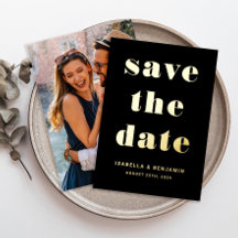 黒い写真モダン日付金ゴールドの保存