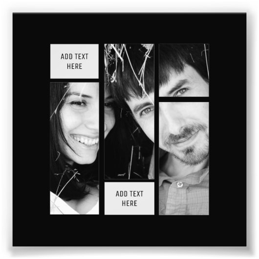 黒い写真文字テンプレート – 任意のギフトに転送 フォトプリント            (正面)