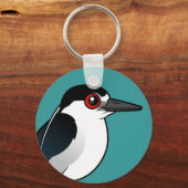 黒い冠をかぶったナイトヘロン キーホルダー (正面)