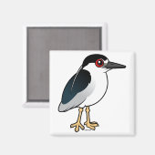 黒い冠をかぶったナイトヘロン マグネット (正面/裏面)