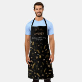 黒い冬のキッモダンチン金ゴールドアーチをパーソナライズ エプロン (着用した状態)