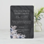 黒い冬のミニマルウェディング 招待状 (スタンド正面)