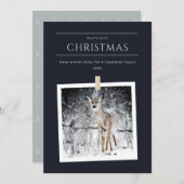 黒い冬の写真、雪鹿クリスメリーマス シーズンカード (正面/裏面)