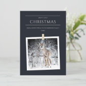 黒い冬の写真、雪鹿クリスメリーマス シーズンカード (スタンド正面)