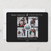 黒い冬の森のフローラ写真コラージュ シーズンカード (正面)