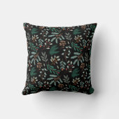 黒い冬の植物模様 クッション (裏面)