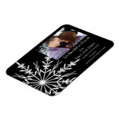 黒い冬の結婚式の雪片が日付を救う マグネット (左側)