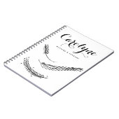 黒い冬の羽の書道パーソナライズされた ノートブック (左側)