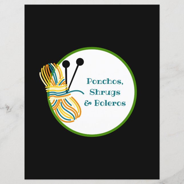 黒い分周器ページ編み物パターンのバインダー挿入 (正面)