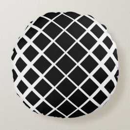 黒い分離正方形ブロックパターン ラウンドクッション
