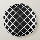 黒い分離正方形ブロックパターン ラウンドクッション (裏面)