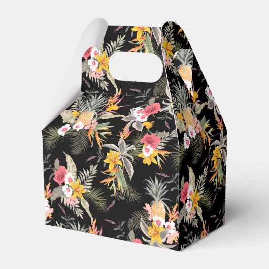 黒い切妻屋根にピンクと白の花 フェイバーボックス (裏面サイド)