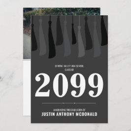 黒い列の房の写真卒業招待状 招待状