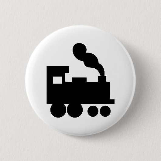 黒い列車の鉄道アイコン 缶バッジ (正面)