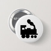 黒い列車の鉄道アイコン 缶バッジ (正面&裏面)