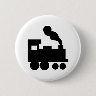 黒い列車の鉄道アイコン 缶バッジ