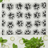 黒い前足、犬の前足、猫の前足、輪郭 キッチンタオル (折り畳み)