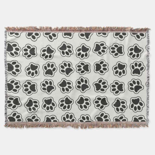 黒い前足、犬の前足、猫の前足、輪郭 スローブランケット (正面)