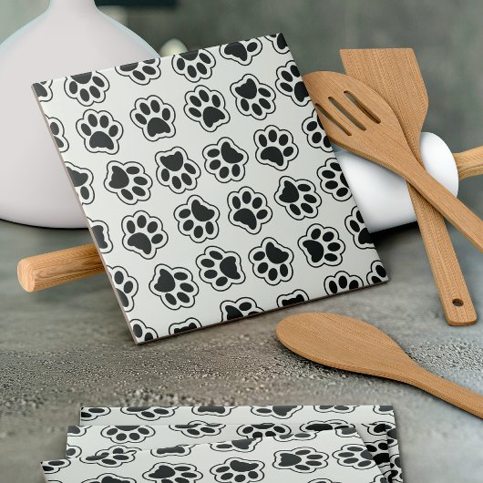 黒い前足、犬の前足、猫の前足、輪郭 タイル