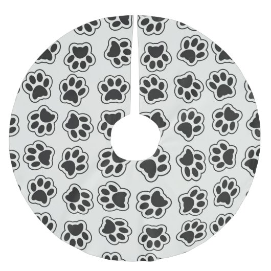 黒い前足、犬の前足、猫の前足、輪郭 ブラッシュドポリエステルツリースカート (正面)