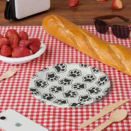 黒い前足、犬の前足、猫の前足、輪郭 ペーパープレート