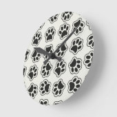 黒い前足、犬の前足、猫の前足、輪郭 ラウンド壁時計 (傾斜)