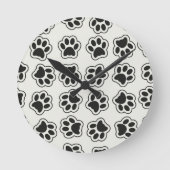 黒い前足、犬の前足、猫の前足、輪郭 ラウンド壁時計 (正面)