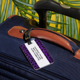 黒い前足、紫のグリッター、犬の前足、動物の前足 ラゲッジタグ