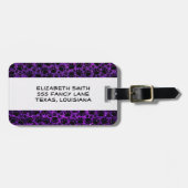 黒い前足、紫のグリッター、犬の前足、動物の前足 ラゲッジタグ (正面横)