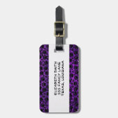 黒い前足、紫のグリッター、犬の前足、動物の前足 ラゲッジタグ (正面縦)