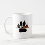 黒い動物の手のプリント コーヒーマグカップ (左)