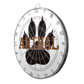 黒い動物の手のプリント ダーツボード (正面右)